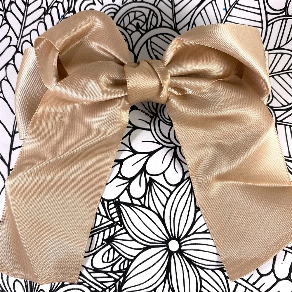 Beautiful Polyester Silk Style Hair Bow Tan
